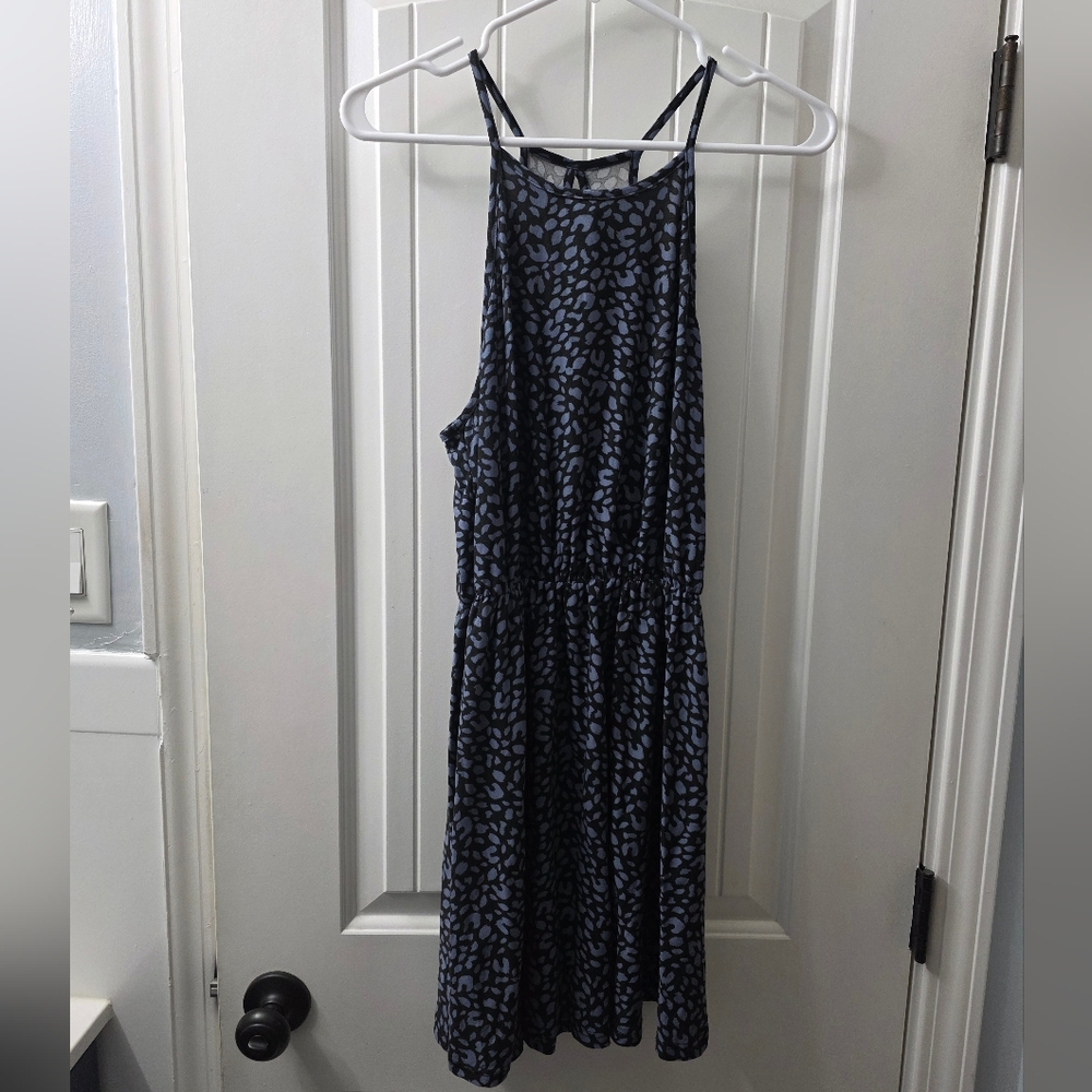 French Grey Black and Purple Spaghetti Strap Sun Dress